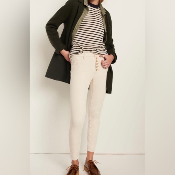 Anthropologie Pilcro High Rise Skinny Button Fly Corduroy Pants in Cream Size 29 - Picture 1 of 10